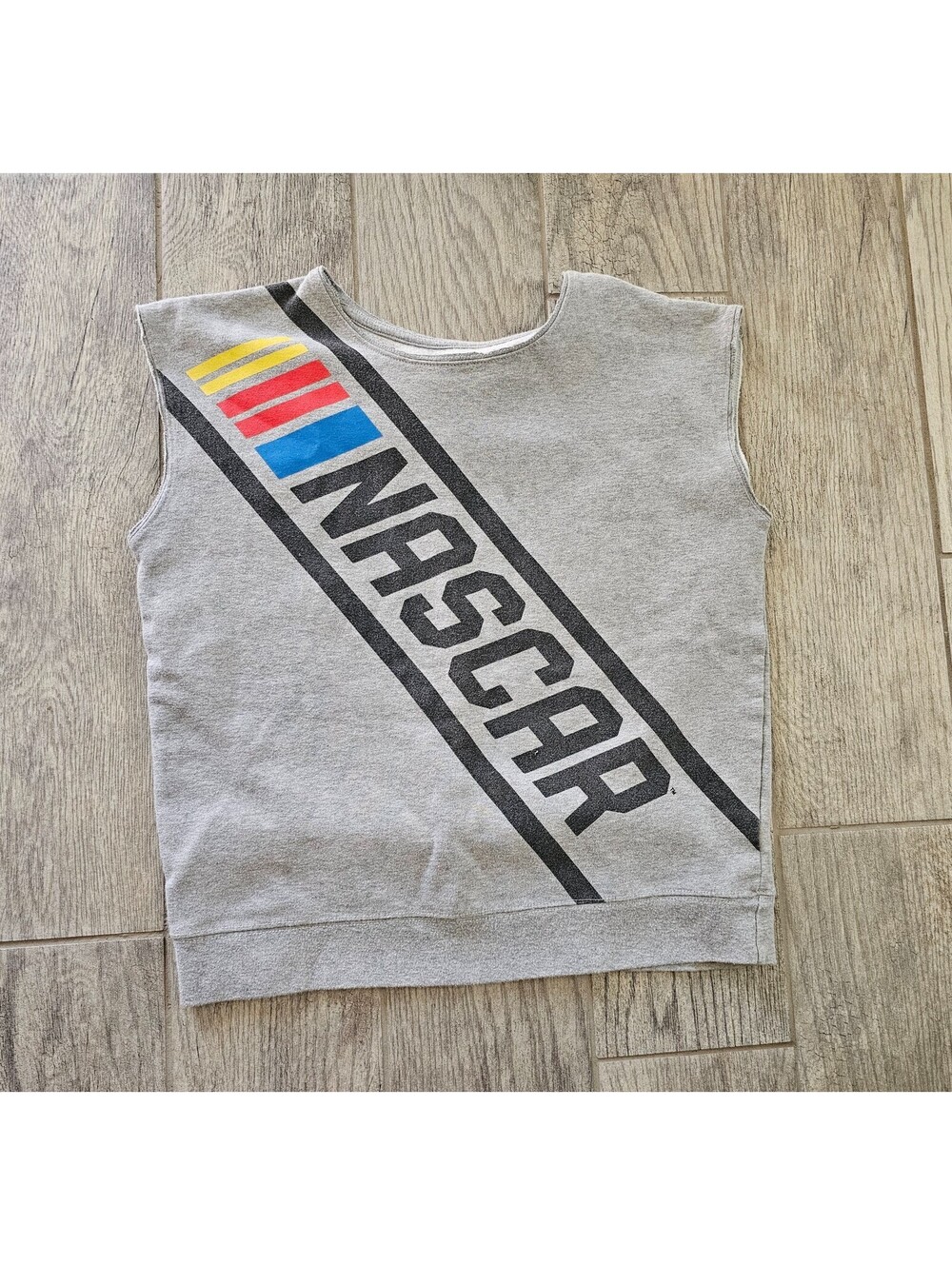 Women's NASCAR Racing Sweatshirt Cut Off Sleeves & Neck Gray Size Medium Styled